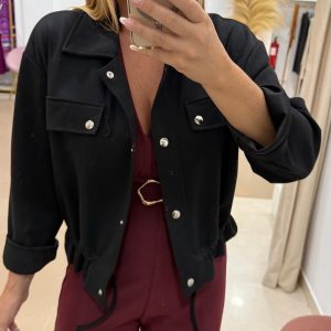 Cazadora Bomber Negra punto