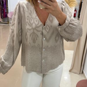 Blusa Estampado Étnico Beige
