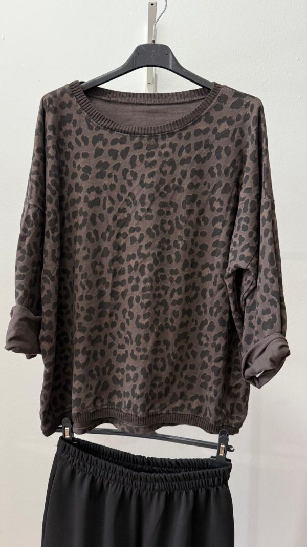 Sudadera Animal Print 2 Colores ( Marrón Y Verde Kaki)
