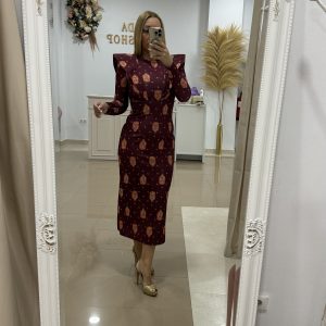 Vestido Cloe estampado burdeos