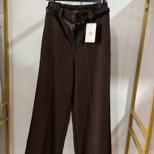 Pantalón De Vestir Marrón Con Cinturón