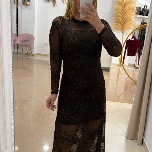 Vestido Chocolate Relieve
