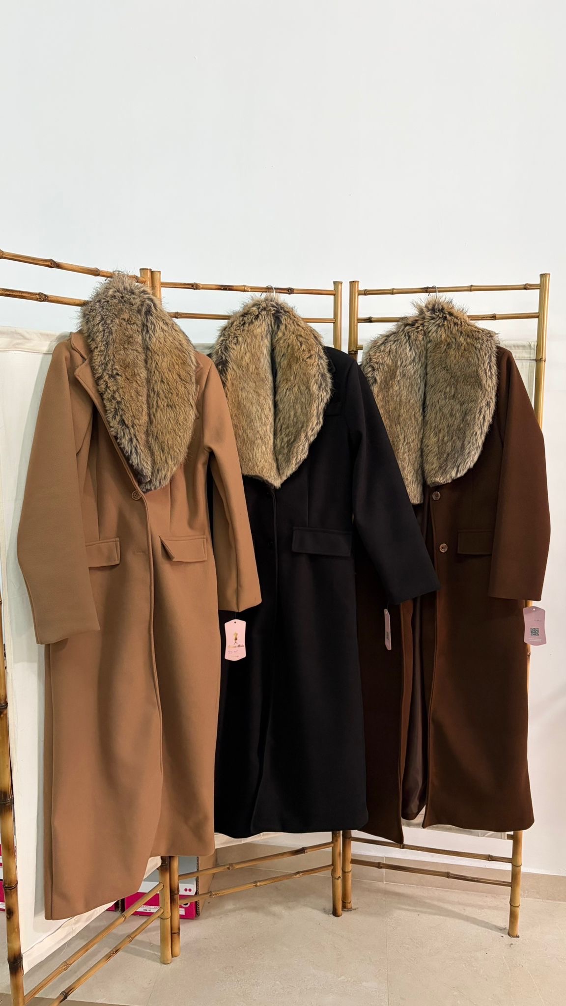 Abrigo De Paño Cuello Desmontable 3 Colores( Camel, Marrón, Negro)