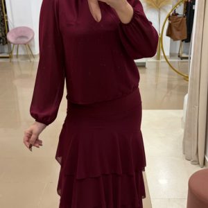 Conjunto Volantes 2 Colores ( Burdeos, Azul Noche)