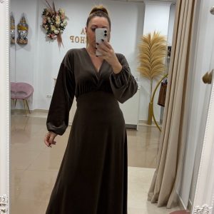 Vestido Terciopelo Curvy Marrón