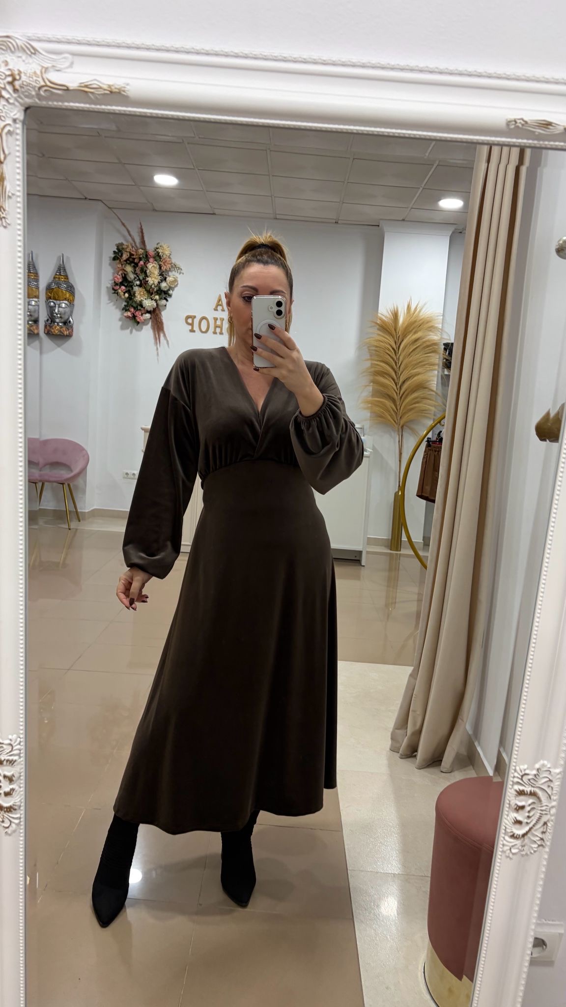 Vestido Terciopelo Curvy Marrón