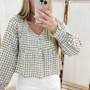 Blusa Nido De Abeja Cuadros ( Dos Colores)