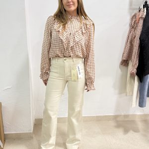 Blusa Cuadros Volante