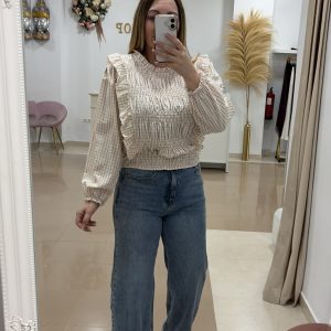 Blusa Bambula Beige y Nude