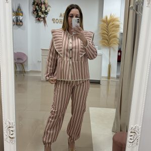 Traje Curvy Rayas Bombacho Rosado