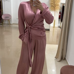 Top blusa satinada rosa tostado