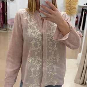 Camisa Bordada Rosa